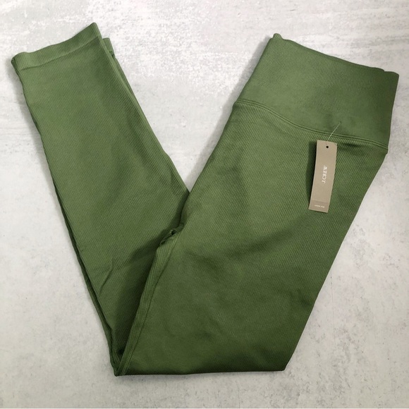 J. Crew Pants - J. Crew Sculpt Stretch High Rise Green Ribbed Leggings NEW